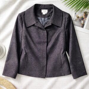 Charles Gray London M Womens Wool Blend Animal Print Peplum Jacket Gray Vtg Y2K